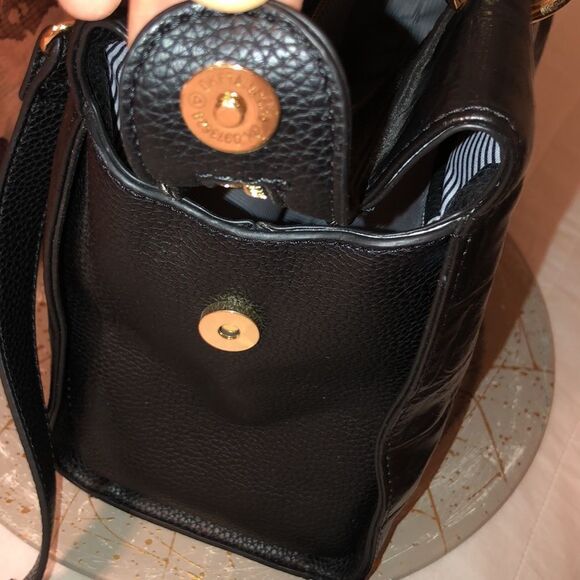 Sondra Roberts Black Pebbled Faux Leather Satchel Crossbody Strap - Picture 14 of 14